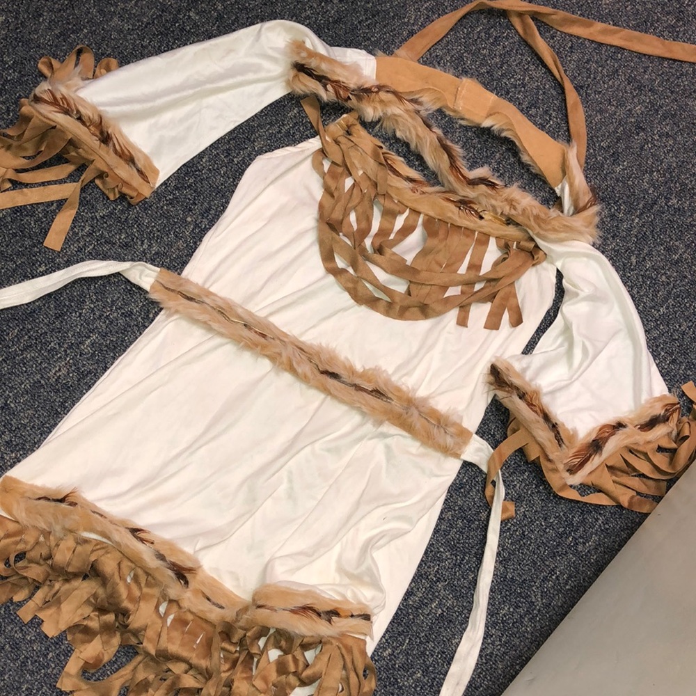 Roma White and Tan Fringe Dress costume